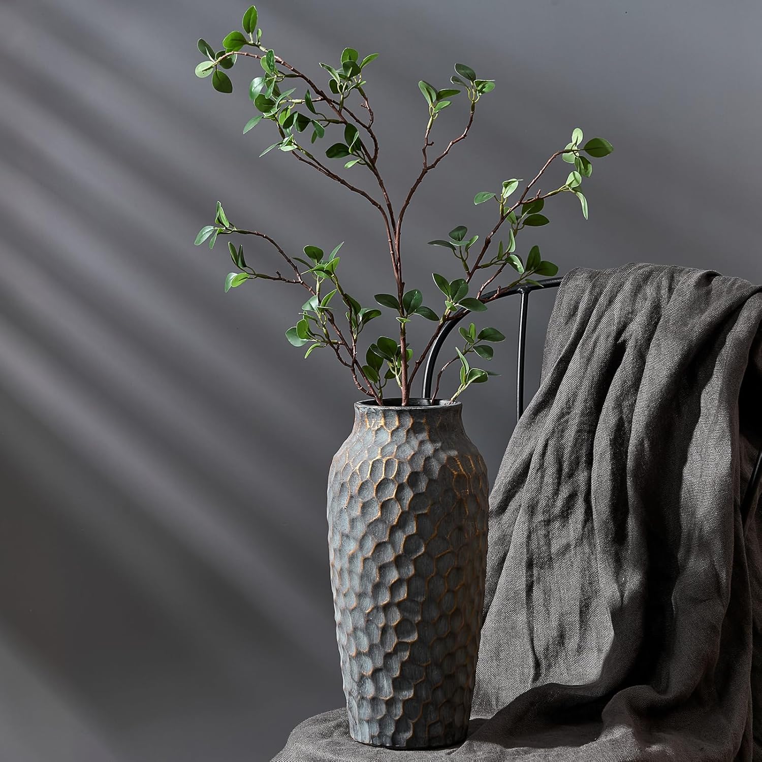125 Inch Ceramic Rustic Antique Vase with Bronze Finish