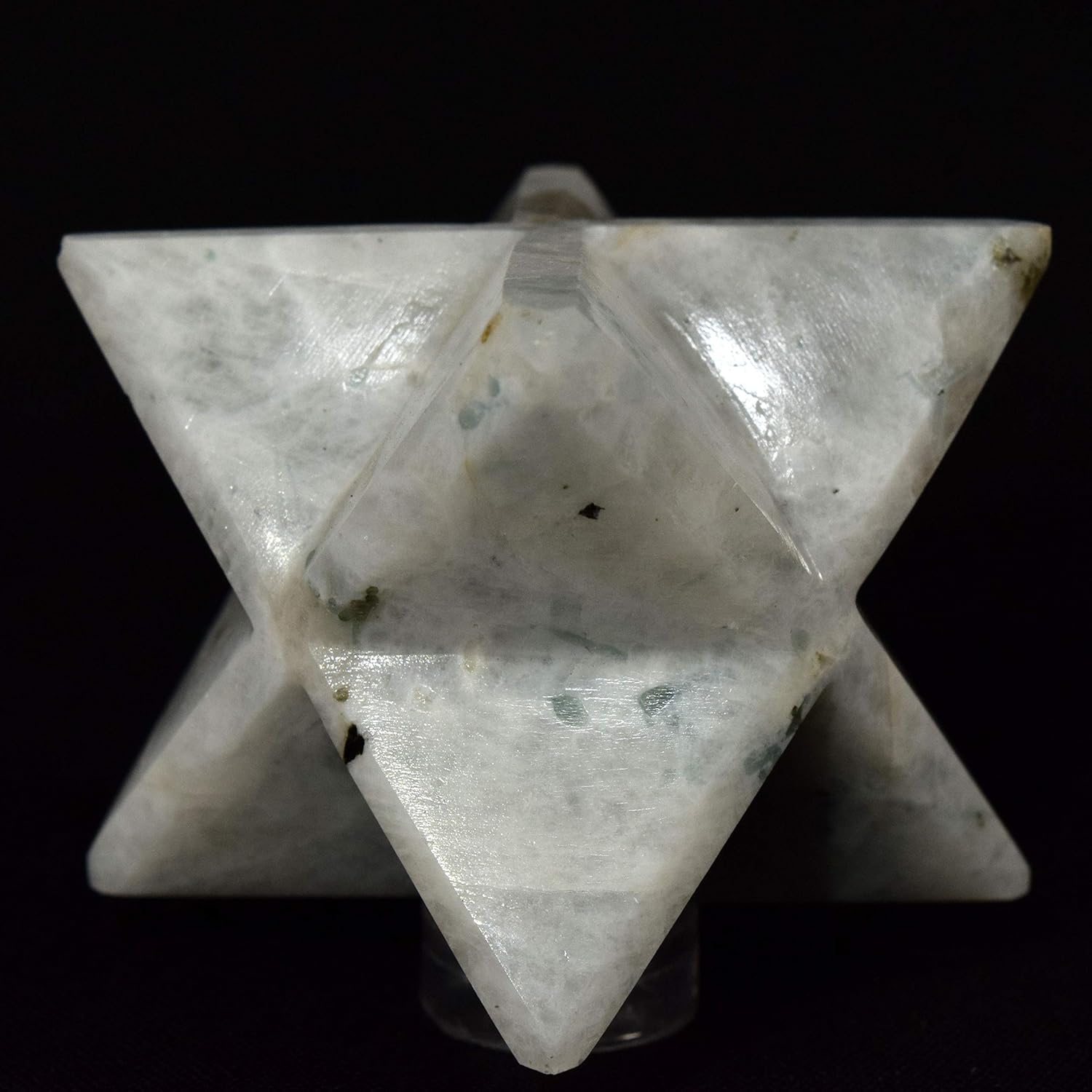 HC Set Rainbow Moonstone 8 Point Merkaba Star - Clear Quartz Cabochon