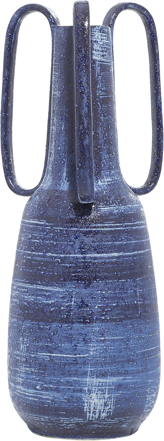 Deco 79 Blue Ceramic Vase with Handles