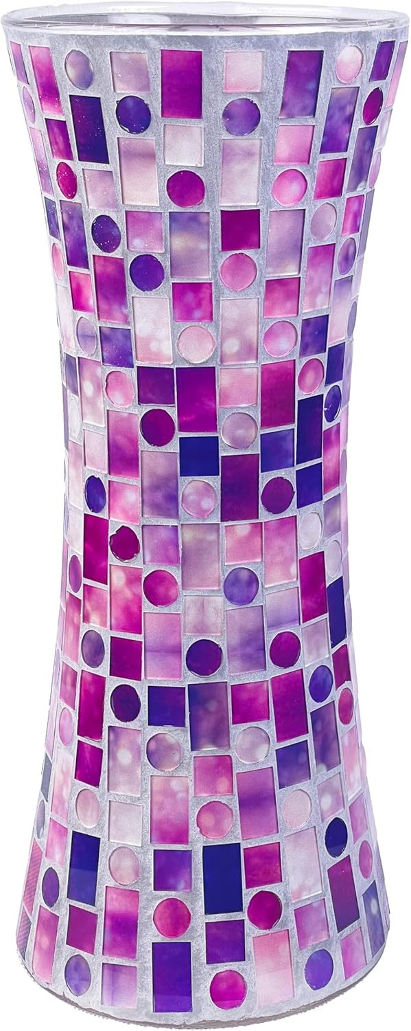 116 Inch Purple Red Mosaic Glass Vase