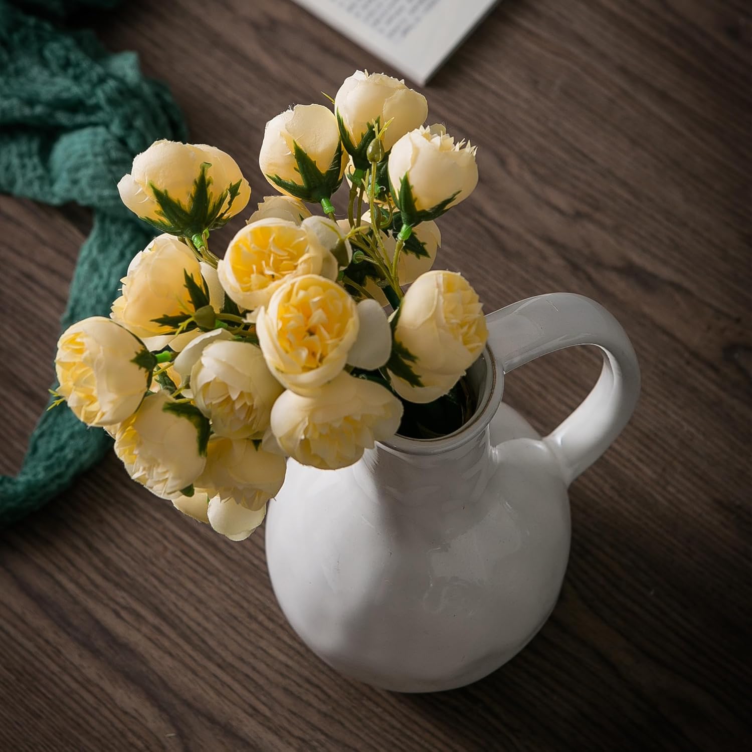 Tanvecle White Ceramic Vase with Big Handles