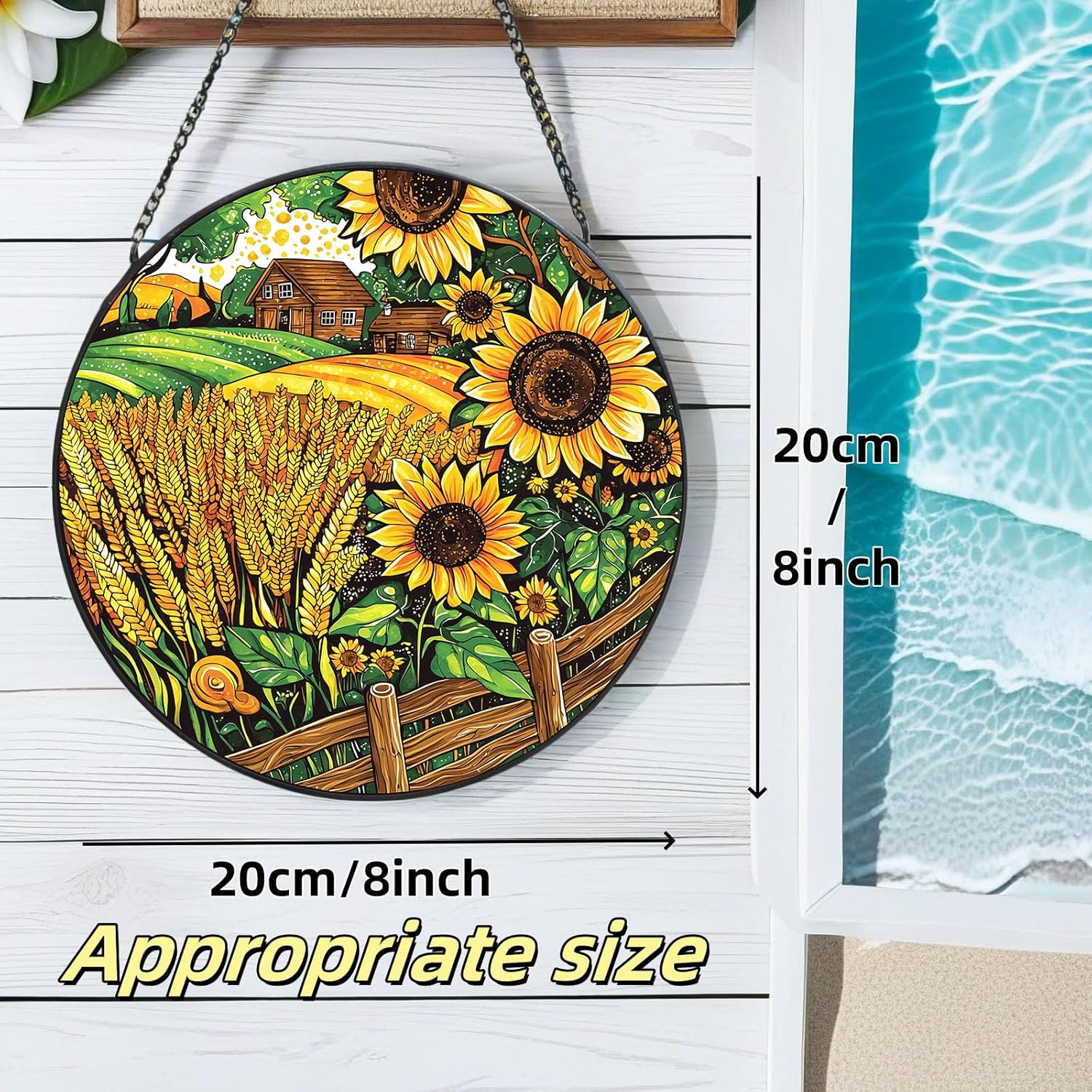 Stained Glass Window Suncatcher Farm Design