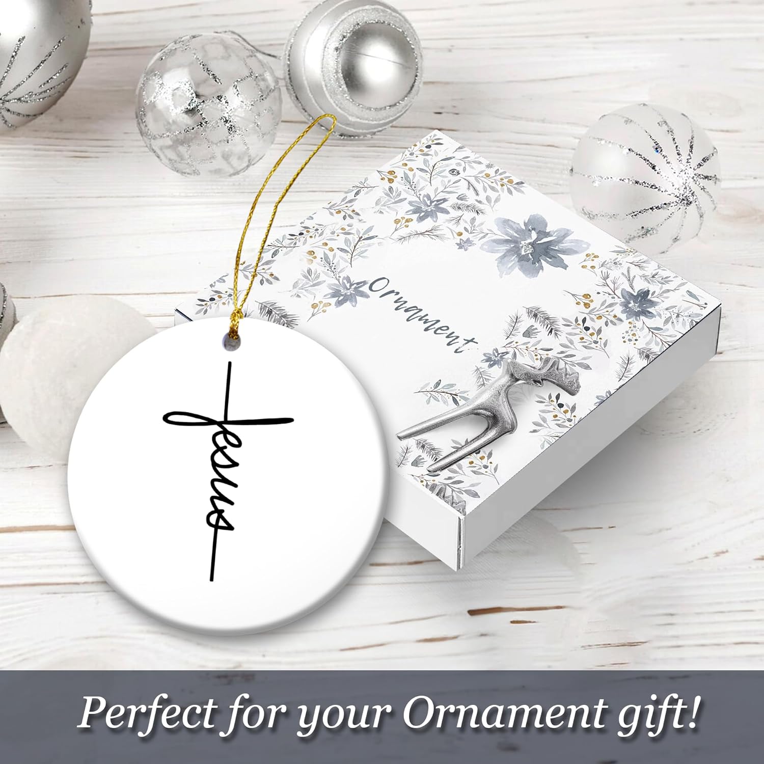 Jesus Christmas Ornament Christ Cross Decor Holiday Faith Gift