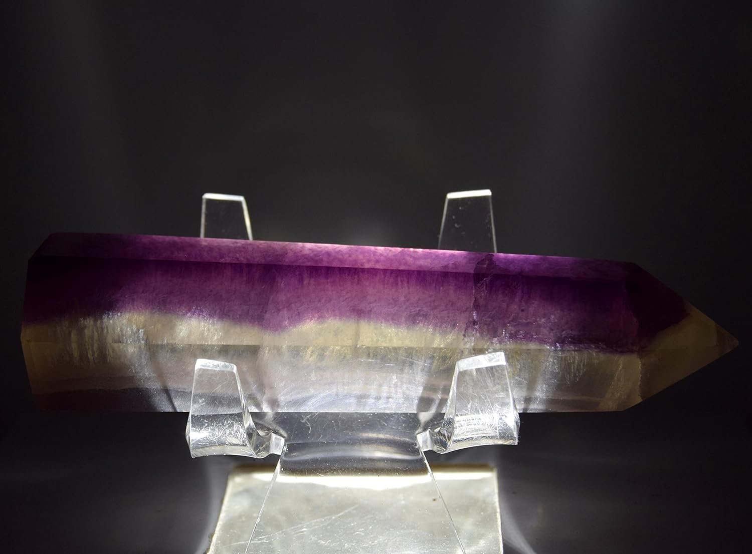 HC Set 35 Inch Purple Fluorite Point with Aragonite Cabochon