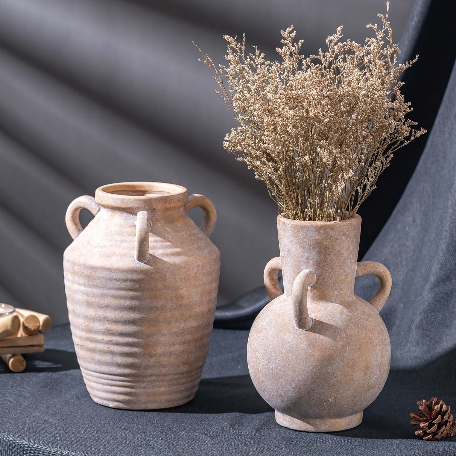 Vintage Terracotta Ceramic Vase with Handles