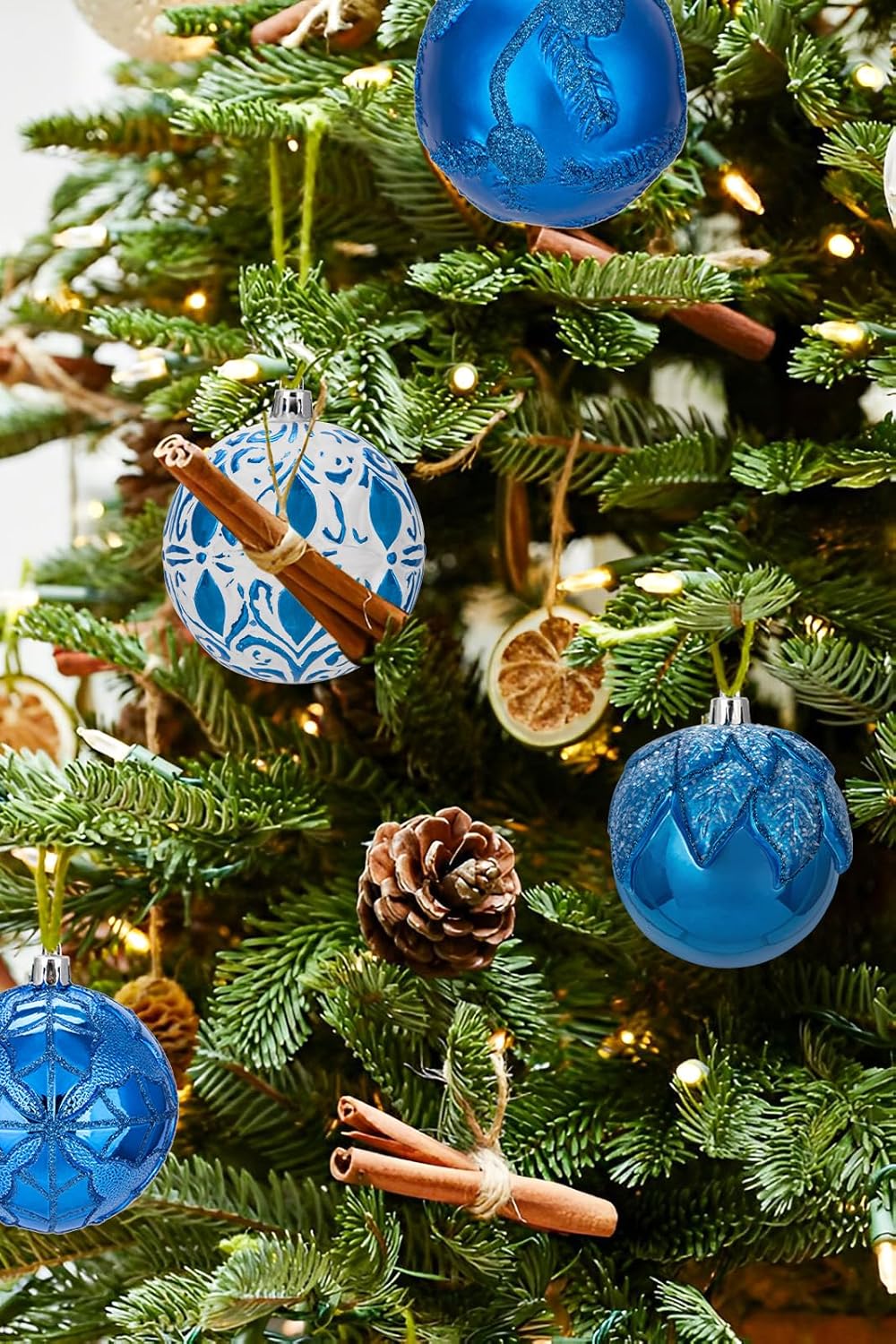 Hollyone 315 Inch Blue Christmas Ball Ornaments 12 Pcs Set