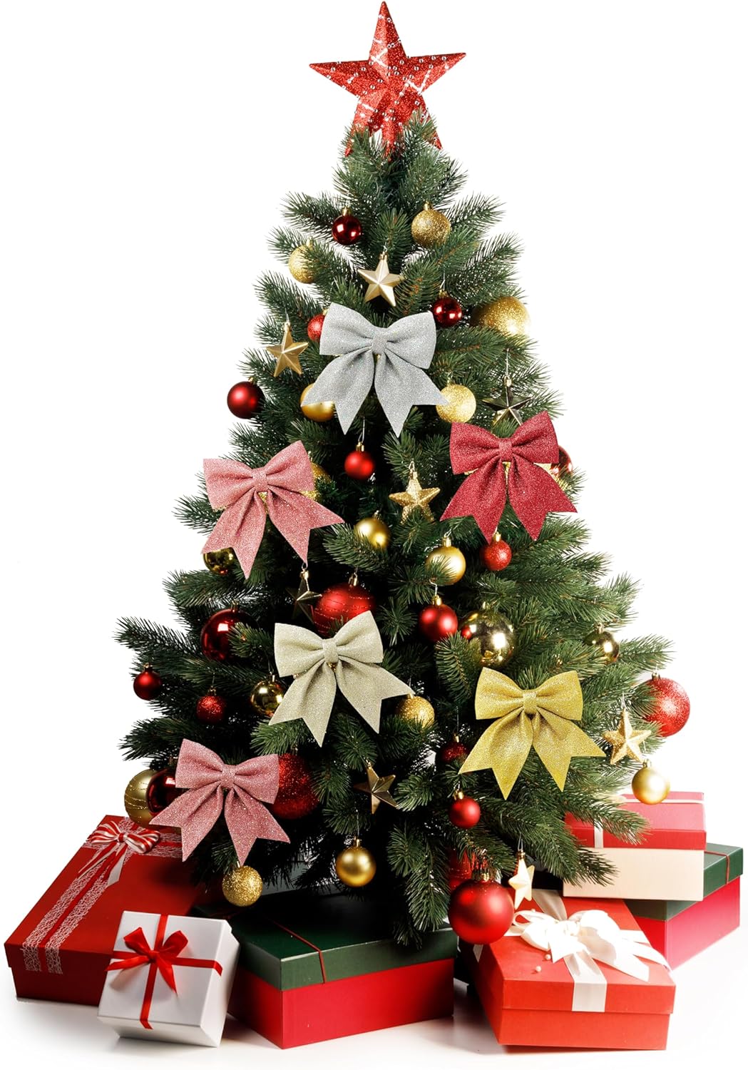 Prudance 5 Piece Christmas Glitter Bows Decor