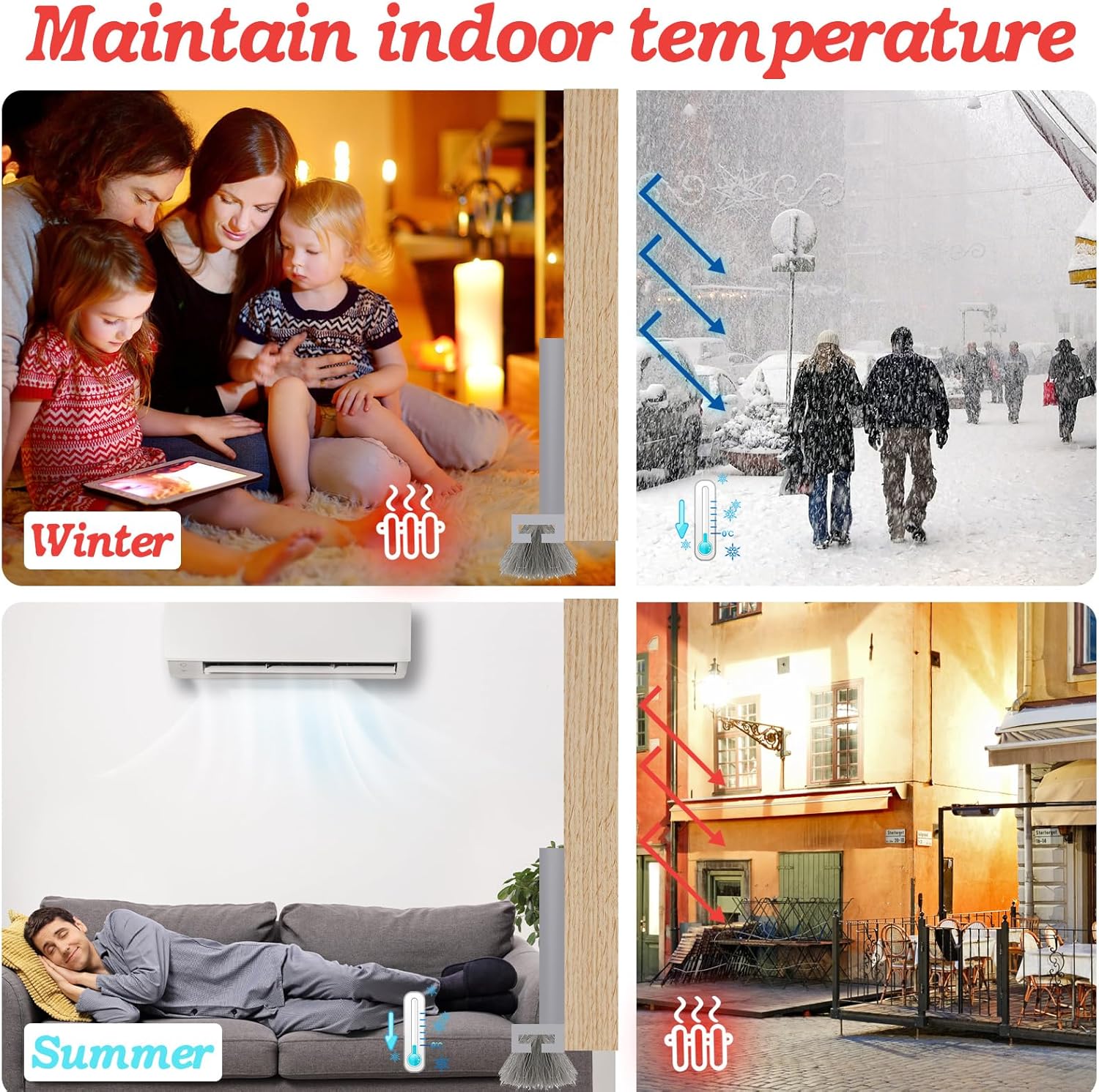 2 Pcs Door Sweep for Bottom of Door Gray 3937 Inches Long