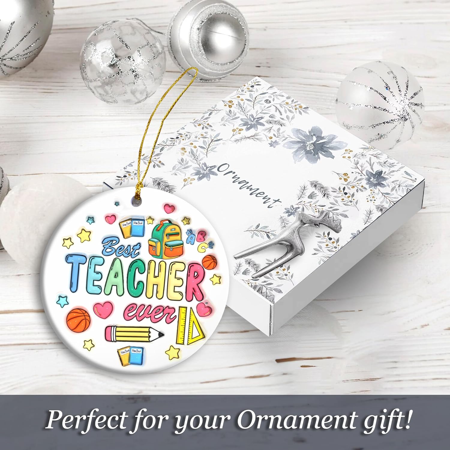 Ceramic Teacher Ornament 2024 3D Teacher Appreciation Keepsake Gift