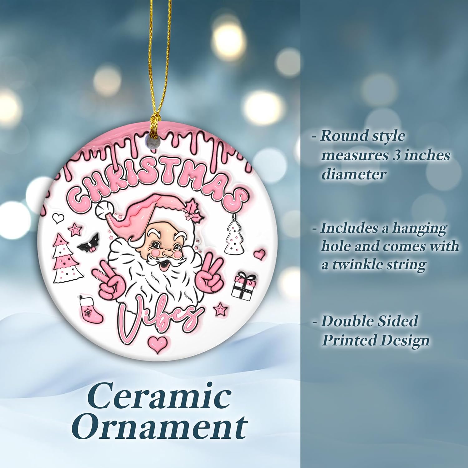 3D Cute Santa Christmas Ornament 2024
