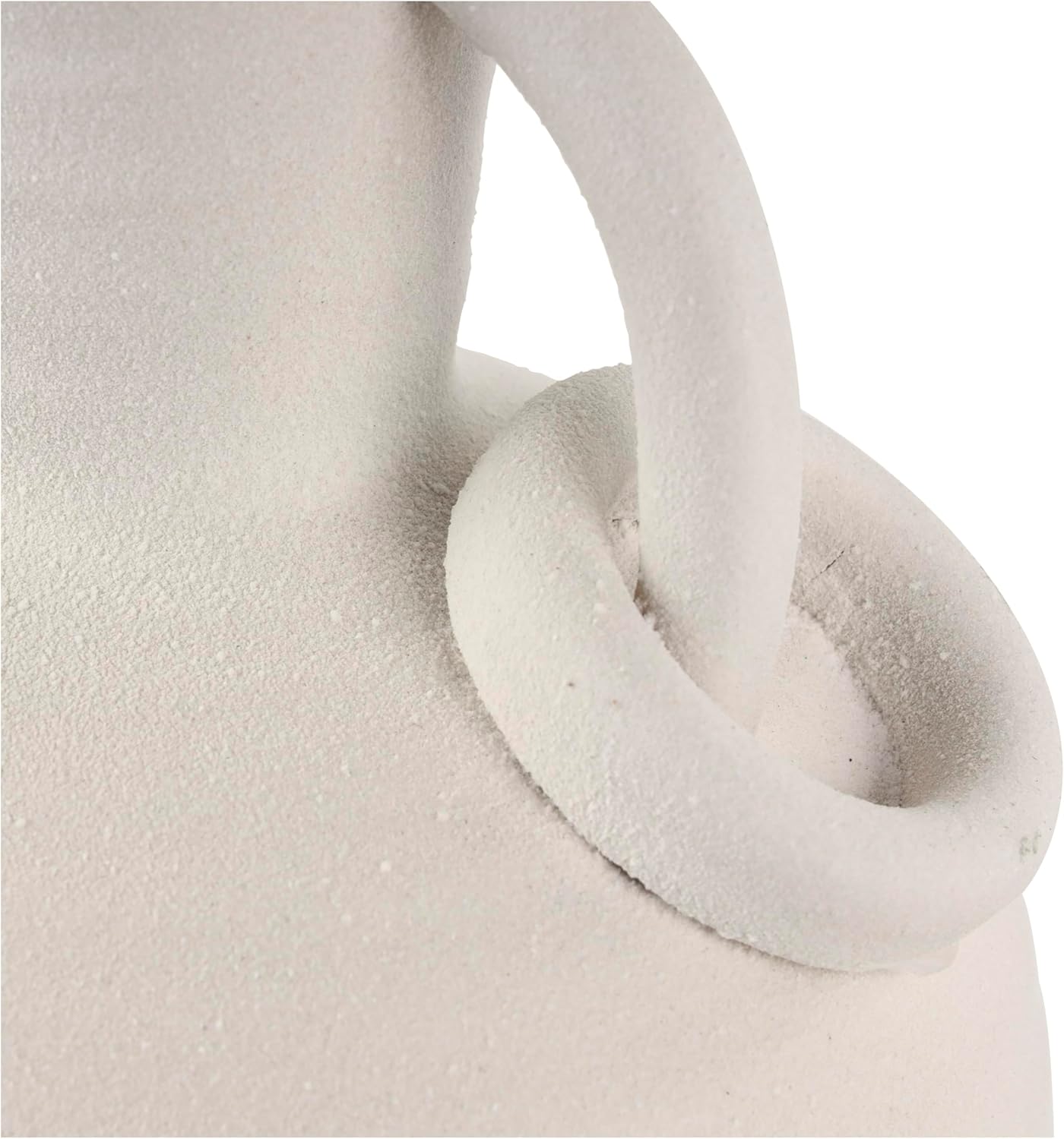 Deco 79 Cream Ceramic Vase with Ring Handles