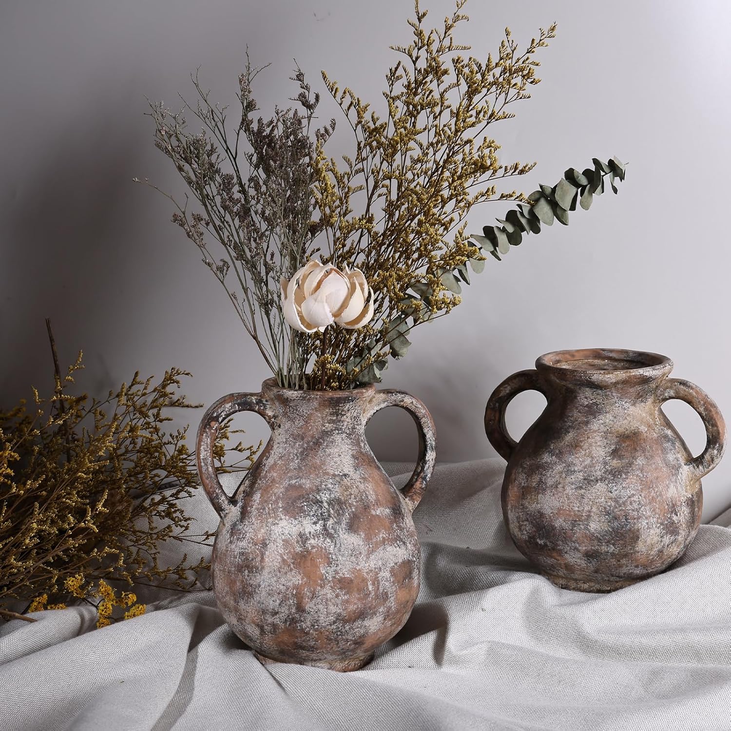 79 Inch Ceramic Rustic Farmhouse Vase with Handle
