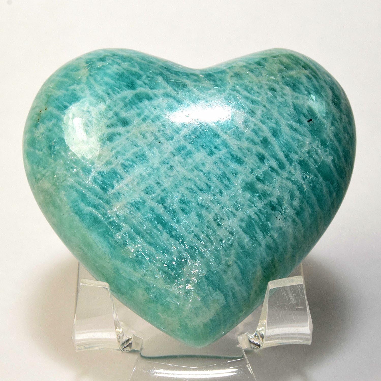 Natural Green Amazonite Heart Feldspar Crystal Stone - 1PC