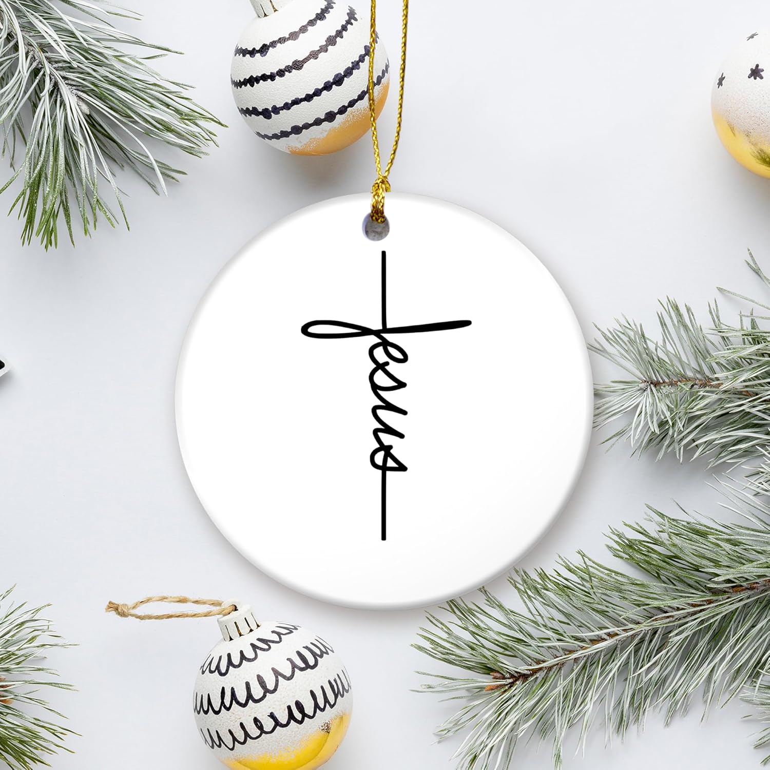 Jesus Christmas Ornament Christ Cross Decor Holiday Faith Gift