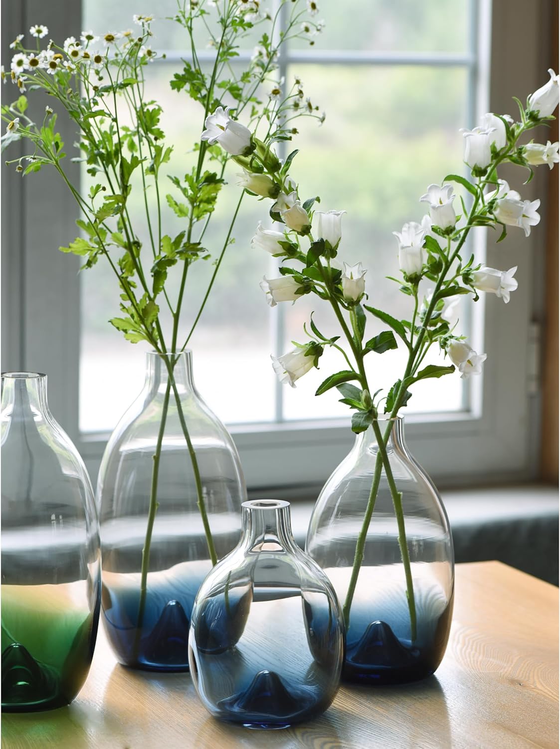 CONVIVA Glass Vase Set Modern Blue Decorative Vases Table Centerpieces