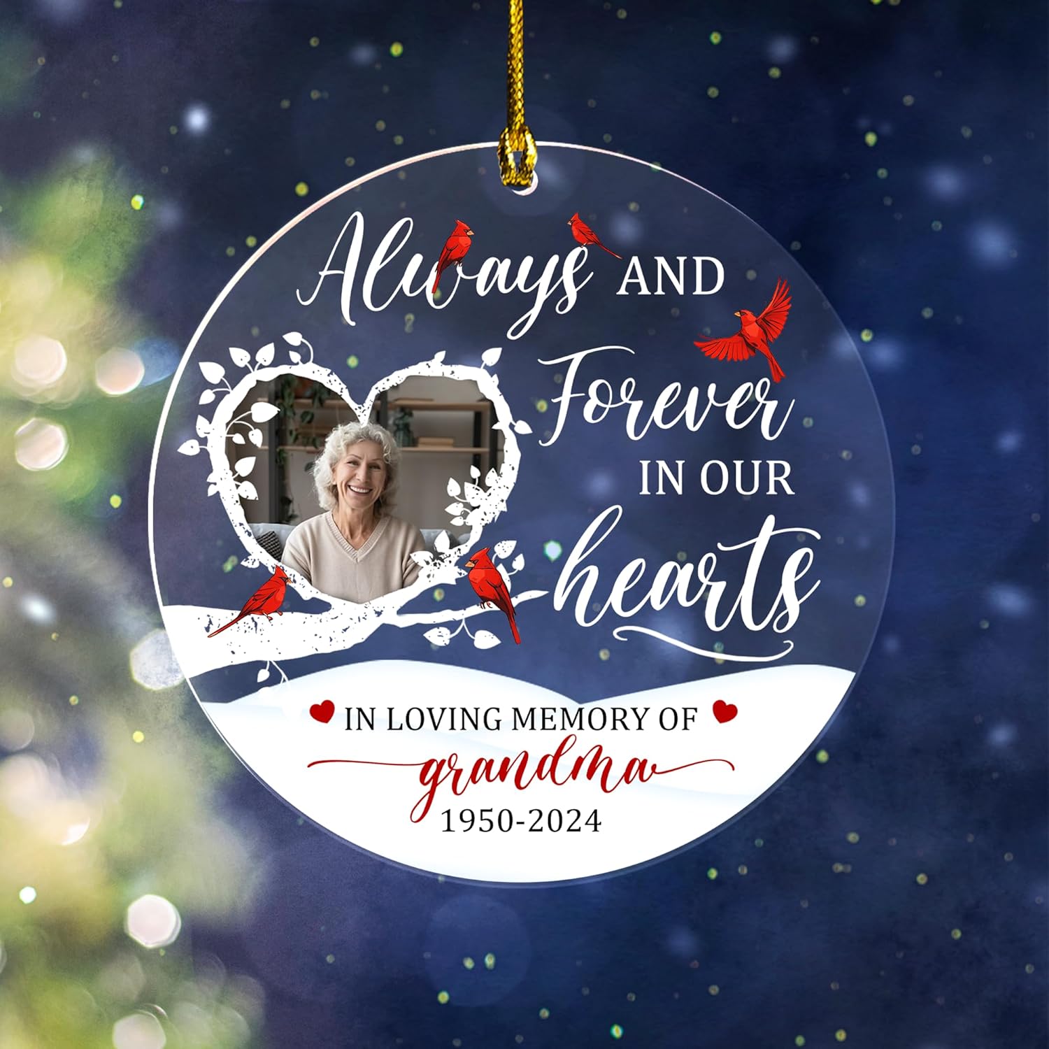 Personalized Memorial Christmas Ornament with Photo and Name