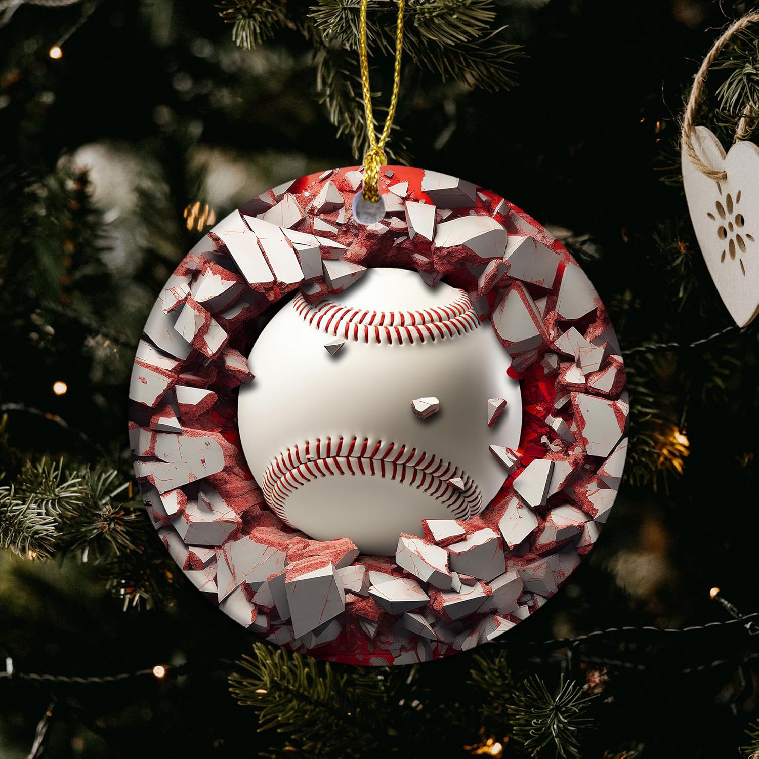 3D Baseball Christmas Tree Ornament Sport Gift for Fans
