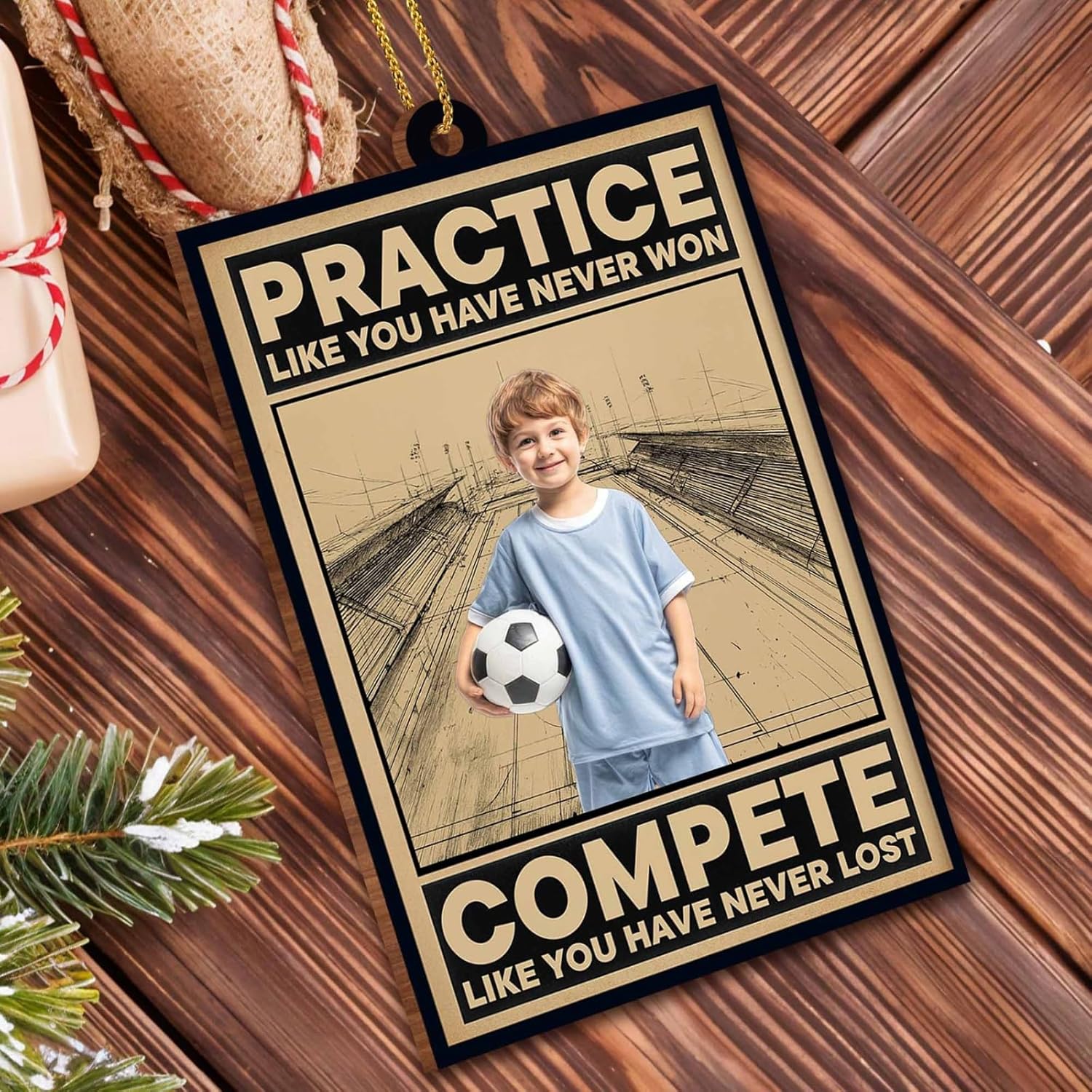 Practice Like You Have Never Won Personalized Soccer Ornament