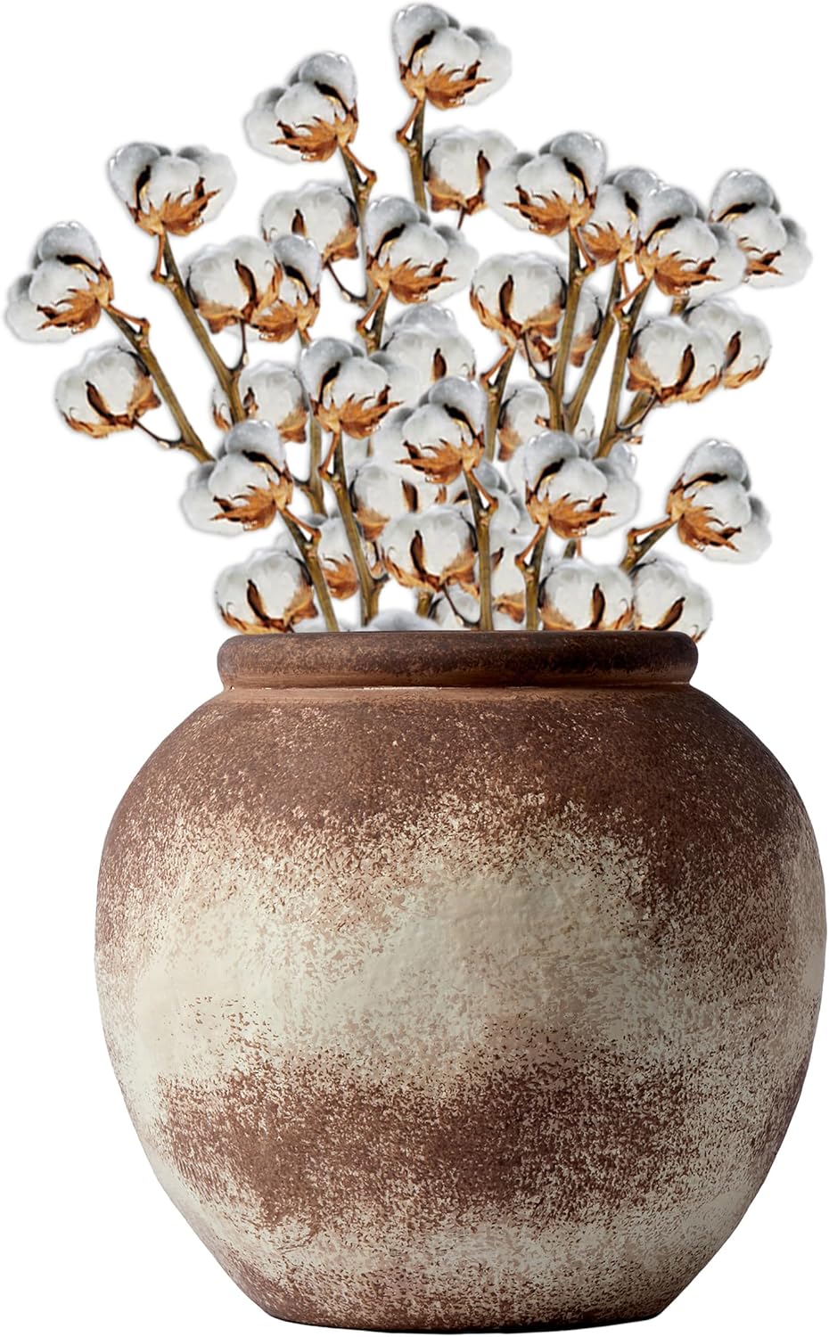 UPWOIGH Brown Circular Rustic Ceramic Flower Vase