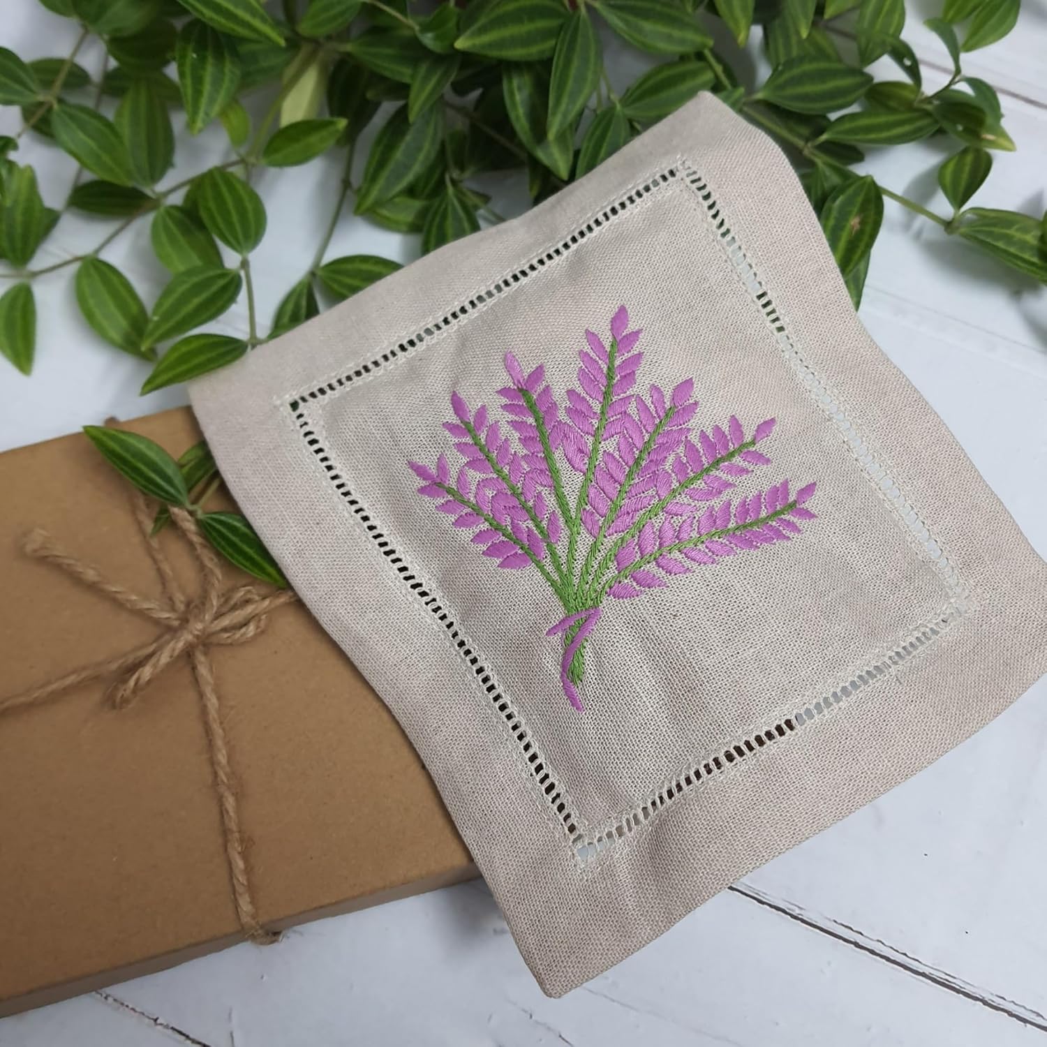 HCRAFT Hand Embroidered Lavender Sachet Bags Set of 3