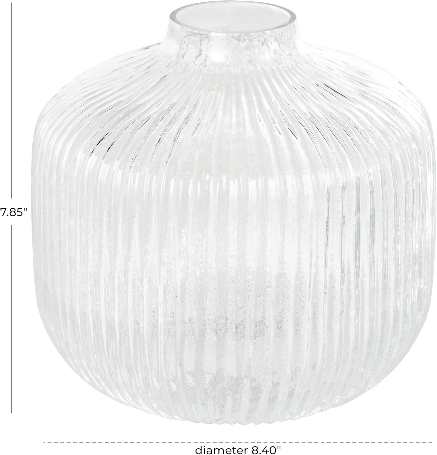 Deco 79 Clear Glass Round Ribbed Vase 8x8x8