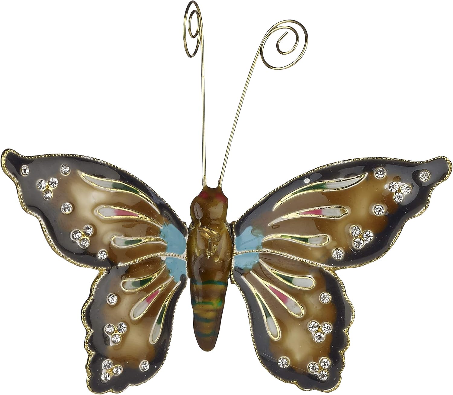 Handmade Enamel Bejeweled Brown Butterfly Ornament