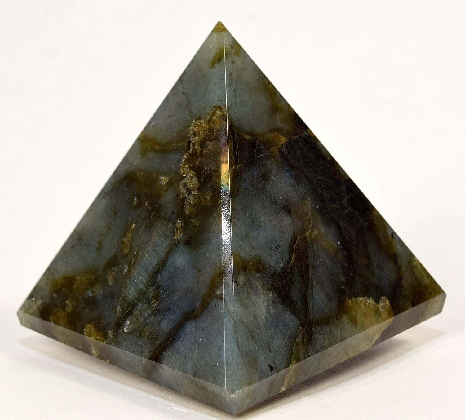 HC Set 57mm Rainbow Flash Labradorite Pyramid Clear Quartz Cabochon