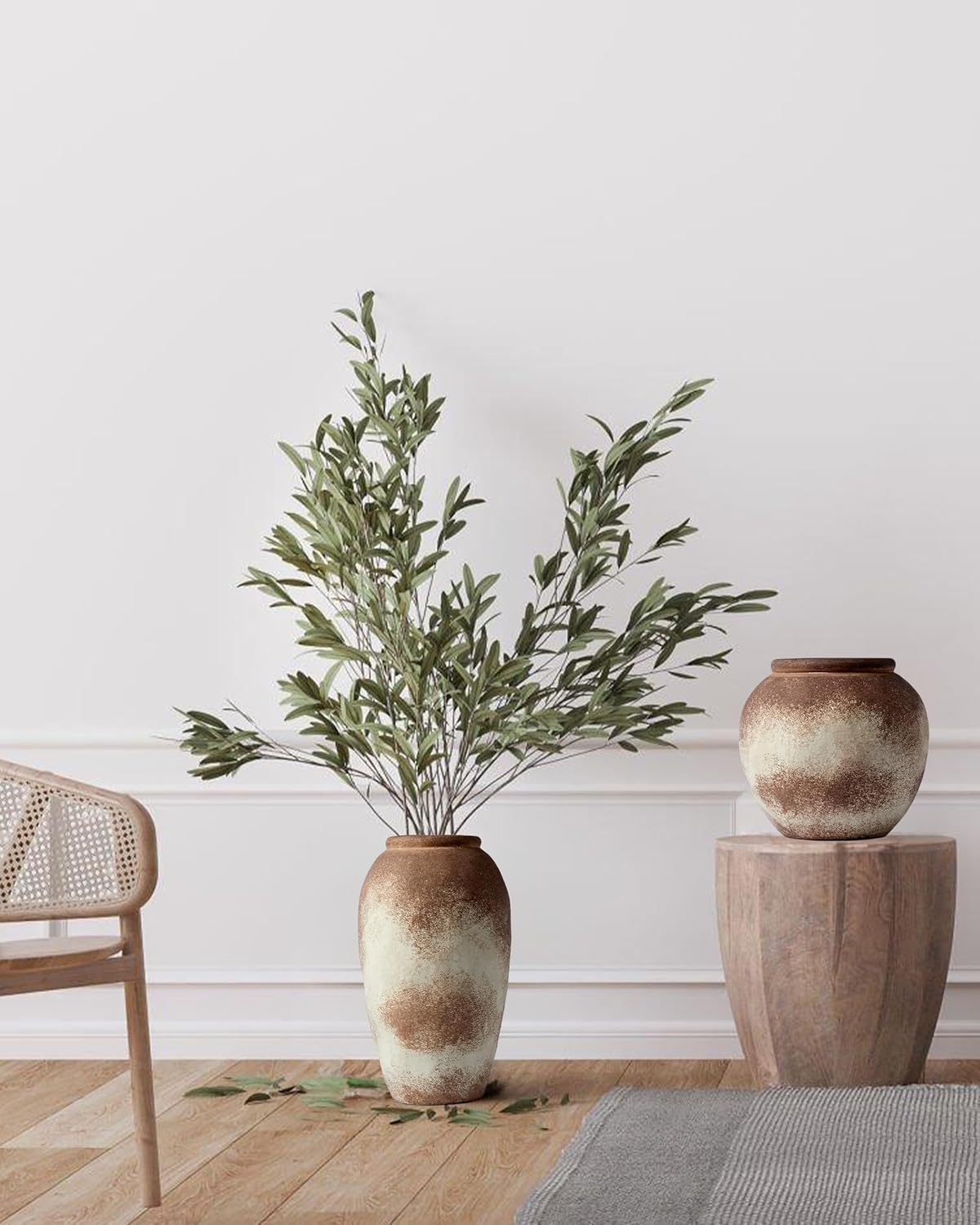 UPWOIGH Brown Circular Rustic Ceramic Flower Vase