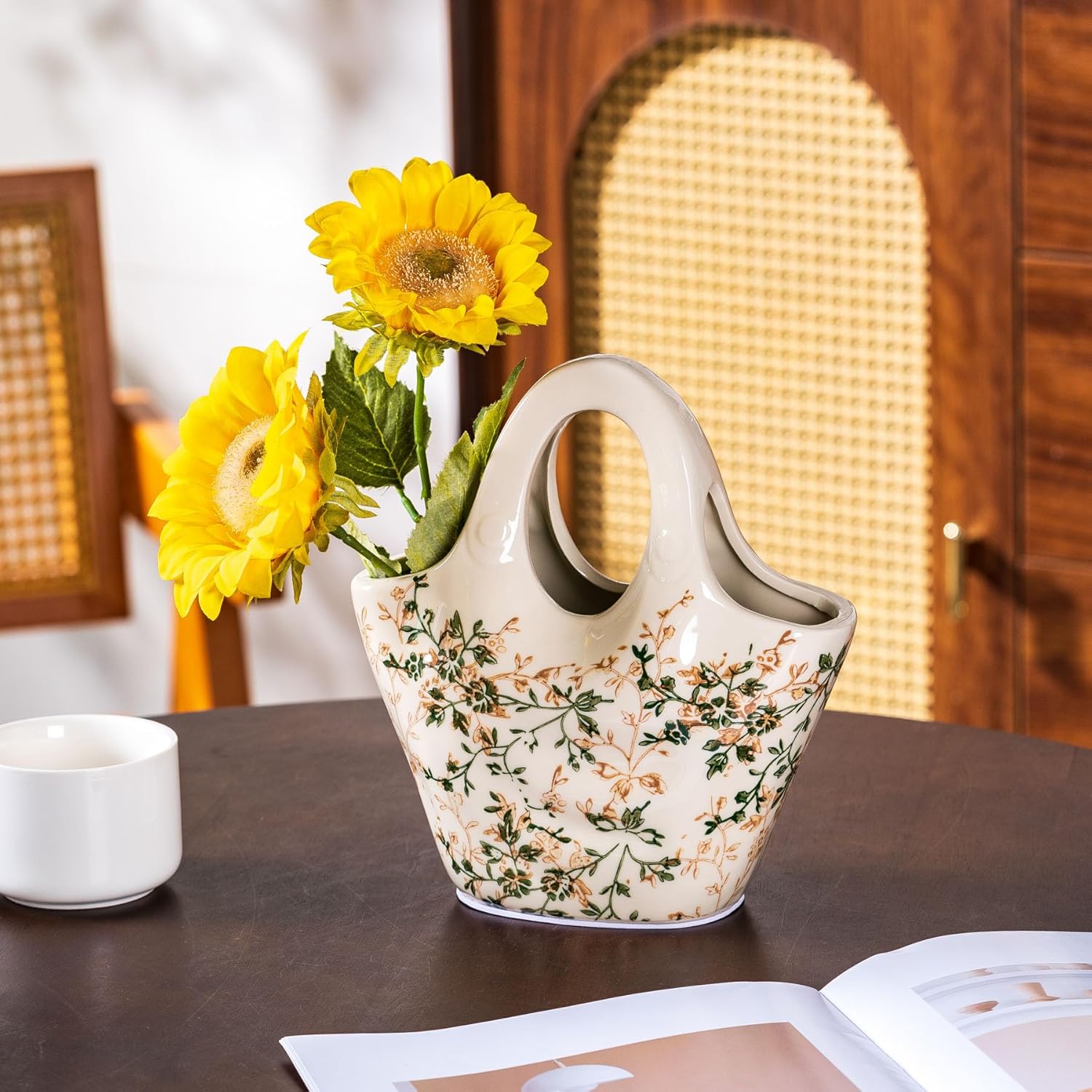 Sure Yuesi Ceramic Purse Vase for Flowers 9 Inches