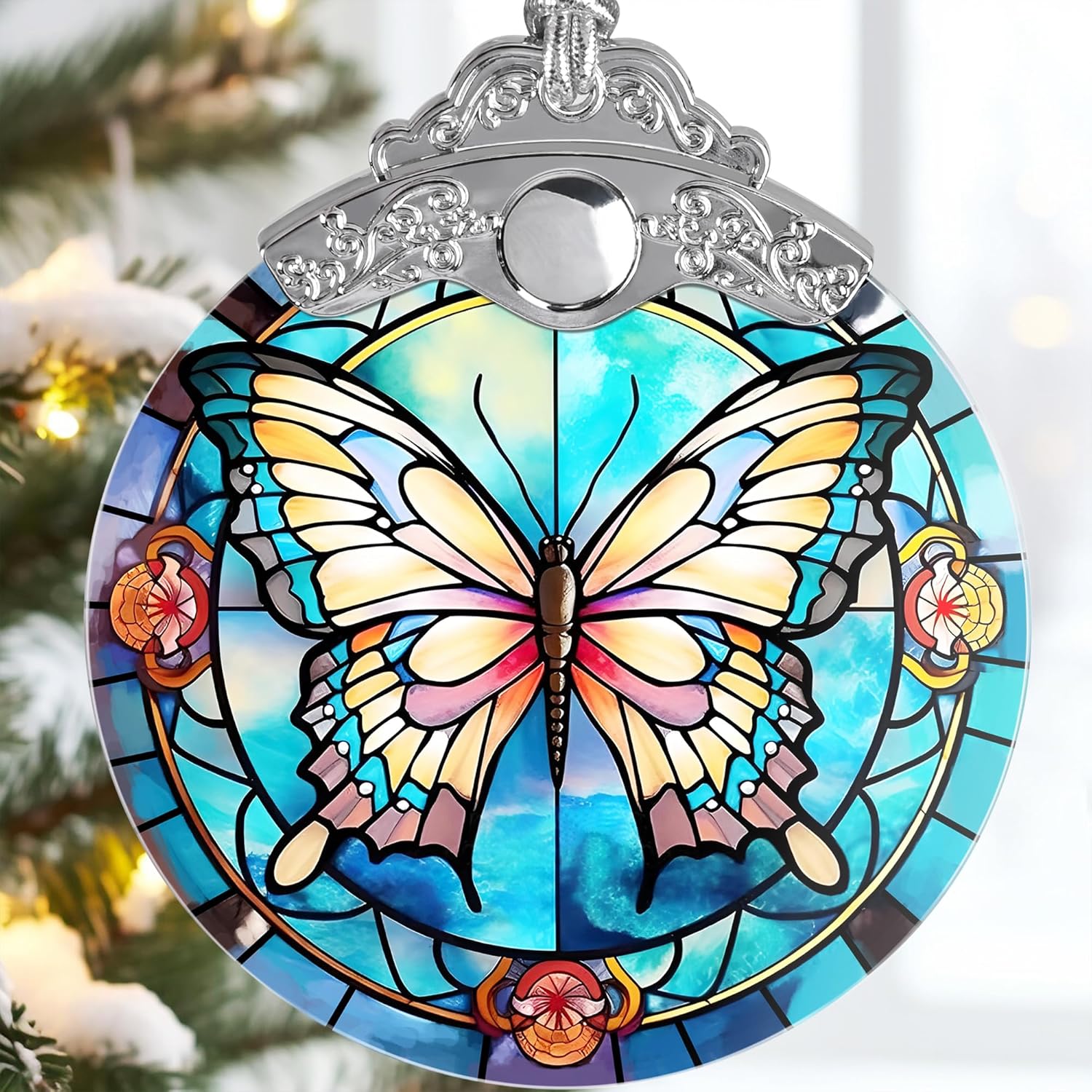 Butterfly Christmas Tree Ornament - 3 Inch Glass Decor