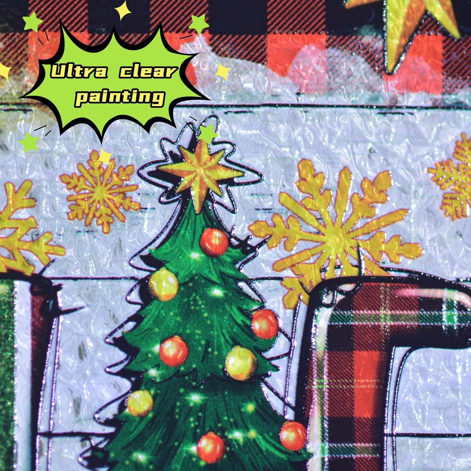 Hand-Painted Christmas Glass Suncatcher Hanging Ornament