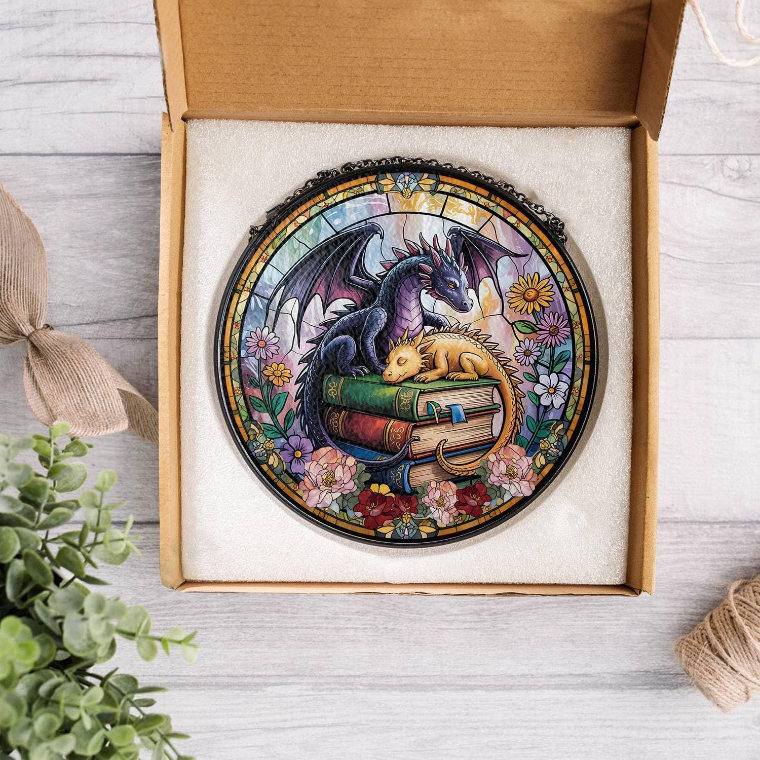 Fantasy Dragon Book Suncatcher - Gothic Decor