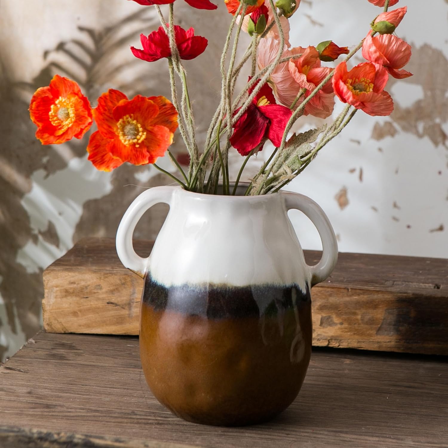 Sowlvenco Ceramic Vase with 2 Handles 7 Inch Gradient