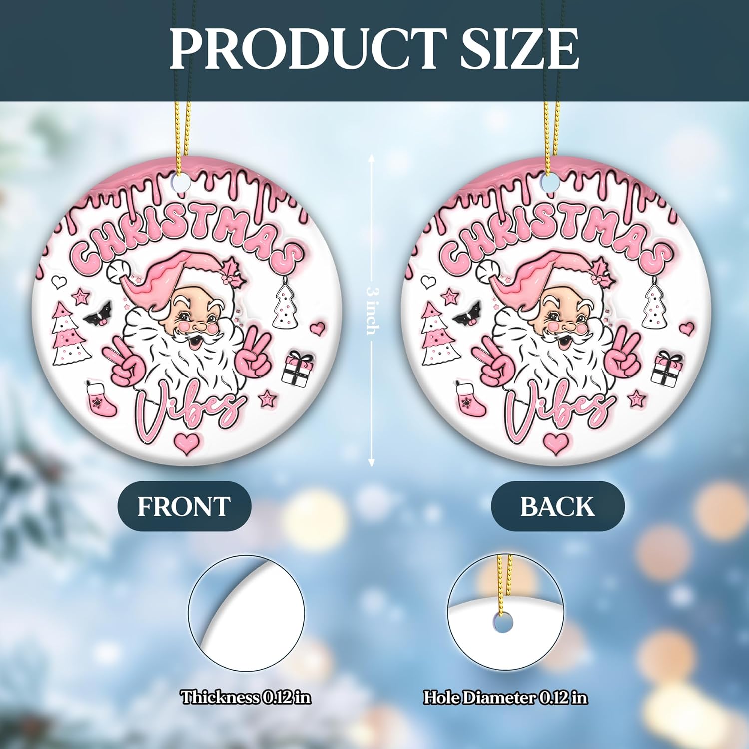 3D Cute Santa Christmas Ornament 2024
