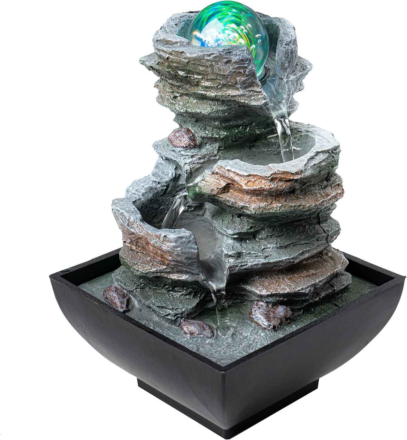 Tabletop Indoor Waterfall Fountain with LED Light and Relaxing Sounds