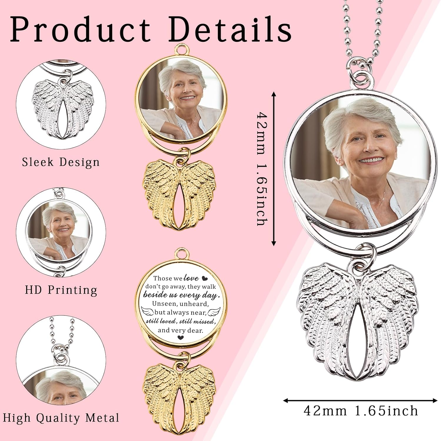 Custom Double Side Photo Car View Mirror Pendant for Memorial Gifts