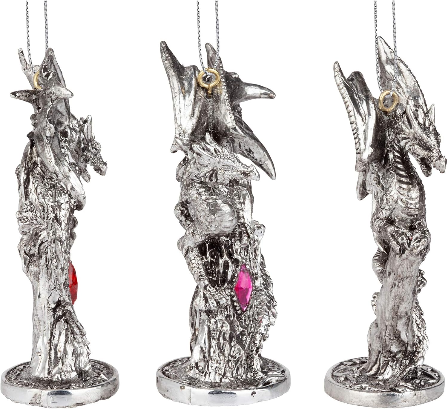 Design Toscano 3 Dragons Holiday Gemstone Ornament Set