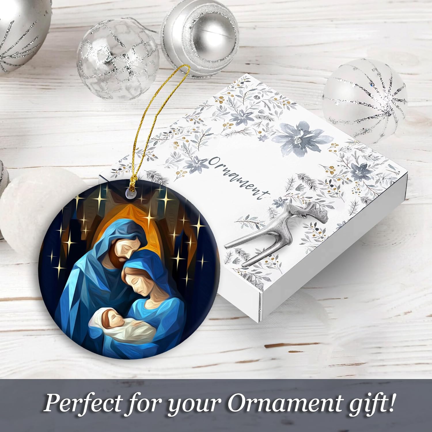 O Holly Night 2024 Two-Side Printed Ceramic Nativity Ornament