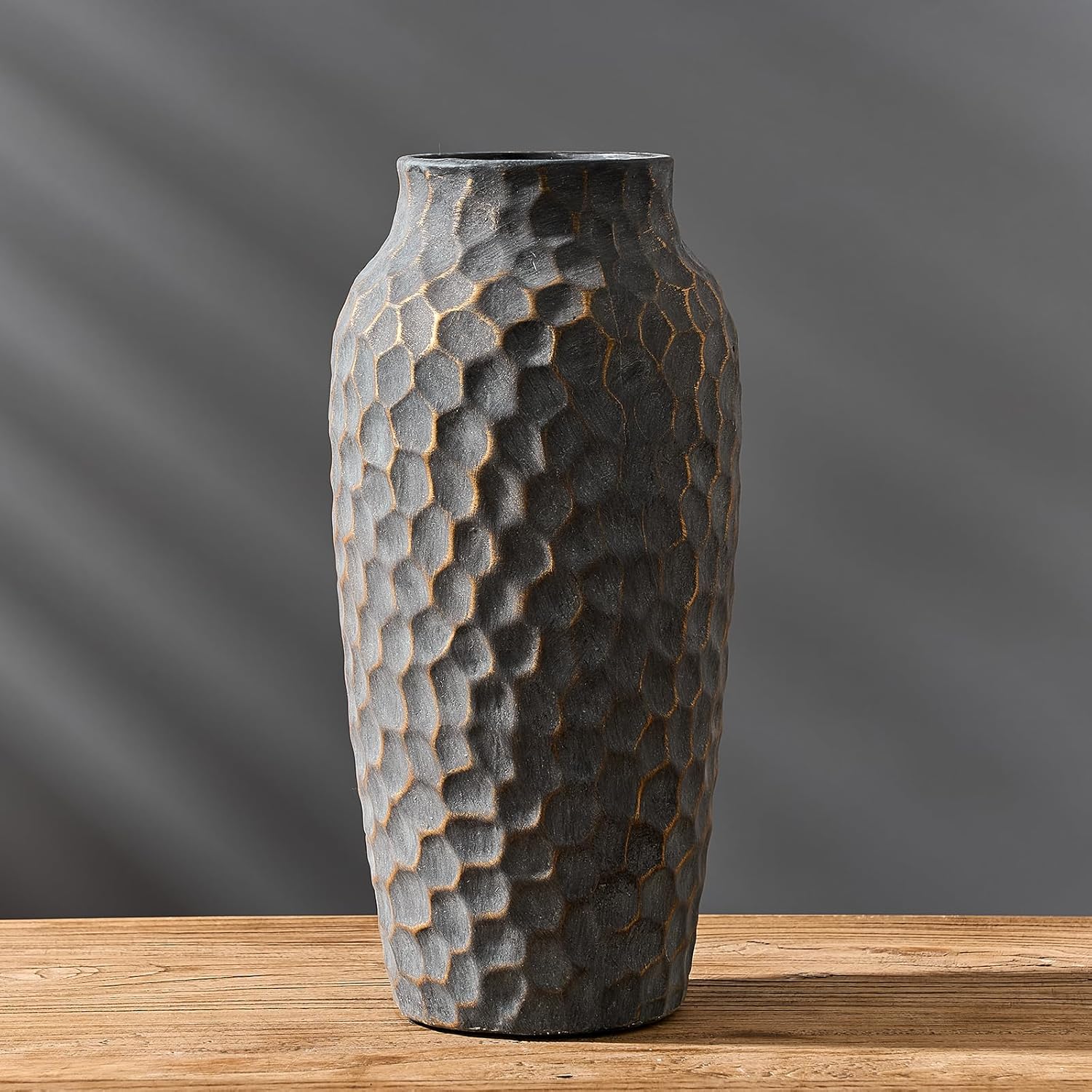 125 Inch Ceramic Rustic Antique Vase with Bronze Finish