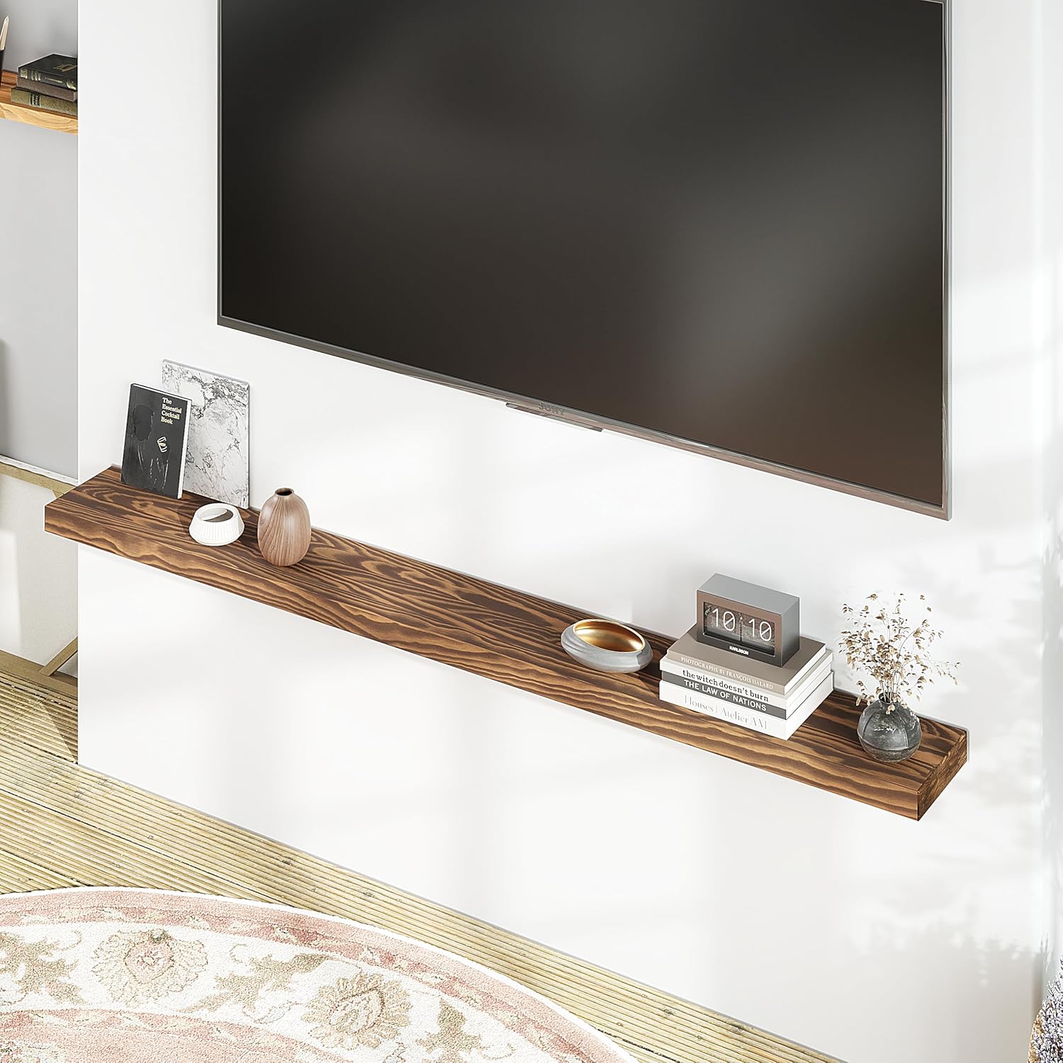 Howizz 60 Inch Pine Wood Floating Shelf for Wall
