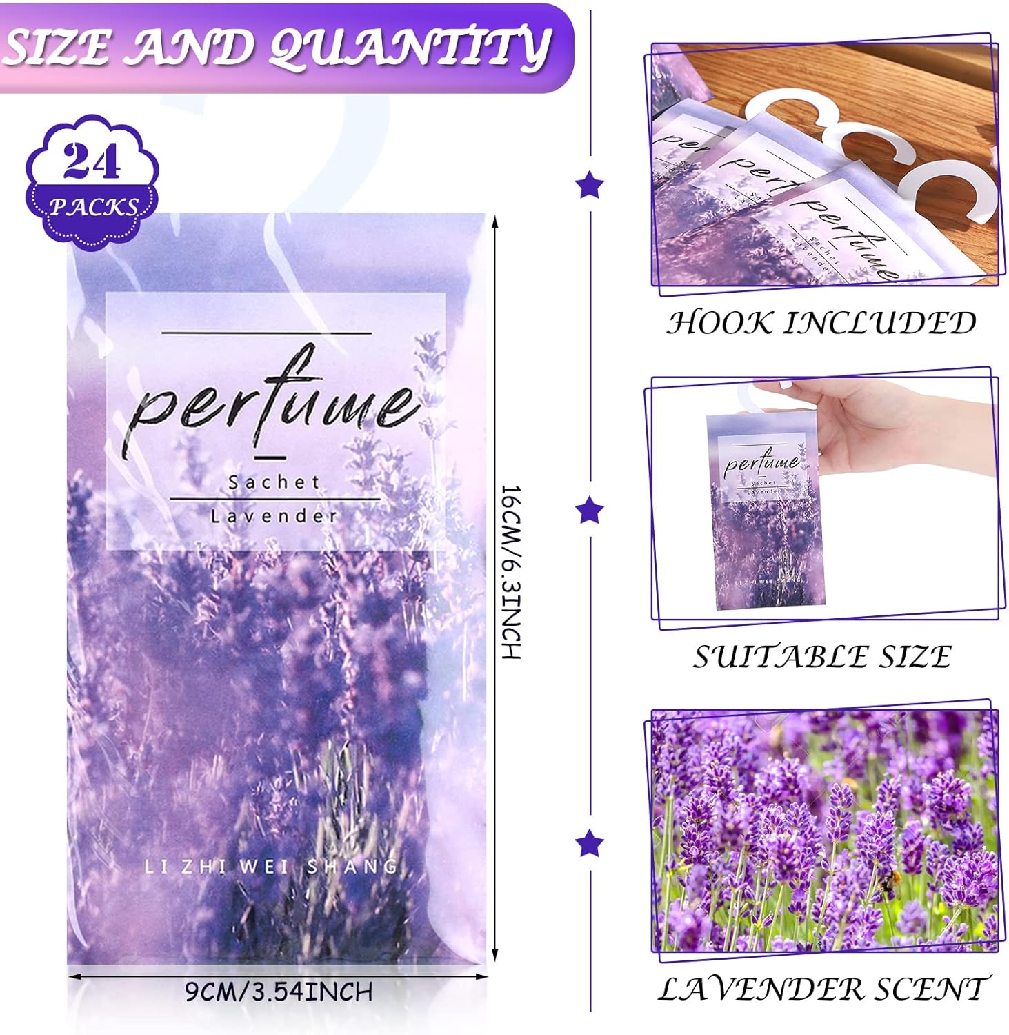 24 Pcs Lavender Scented Sachets for Closets and Drawers