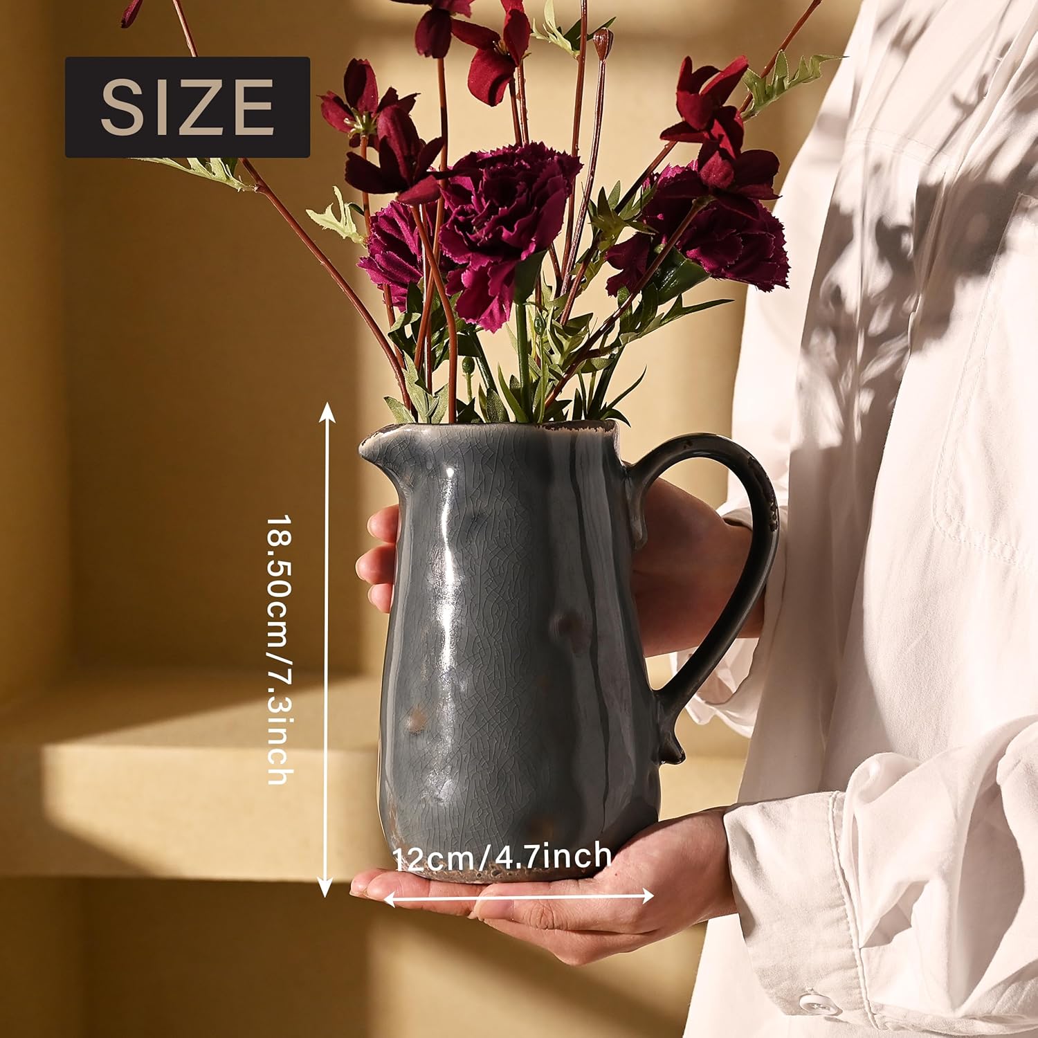 Rustic Blue Ceramic Vase for Home Decor