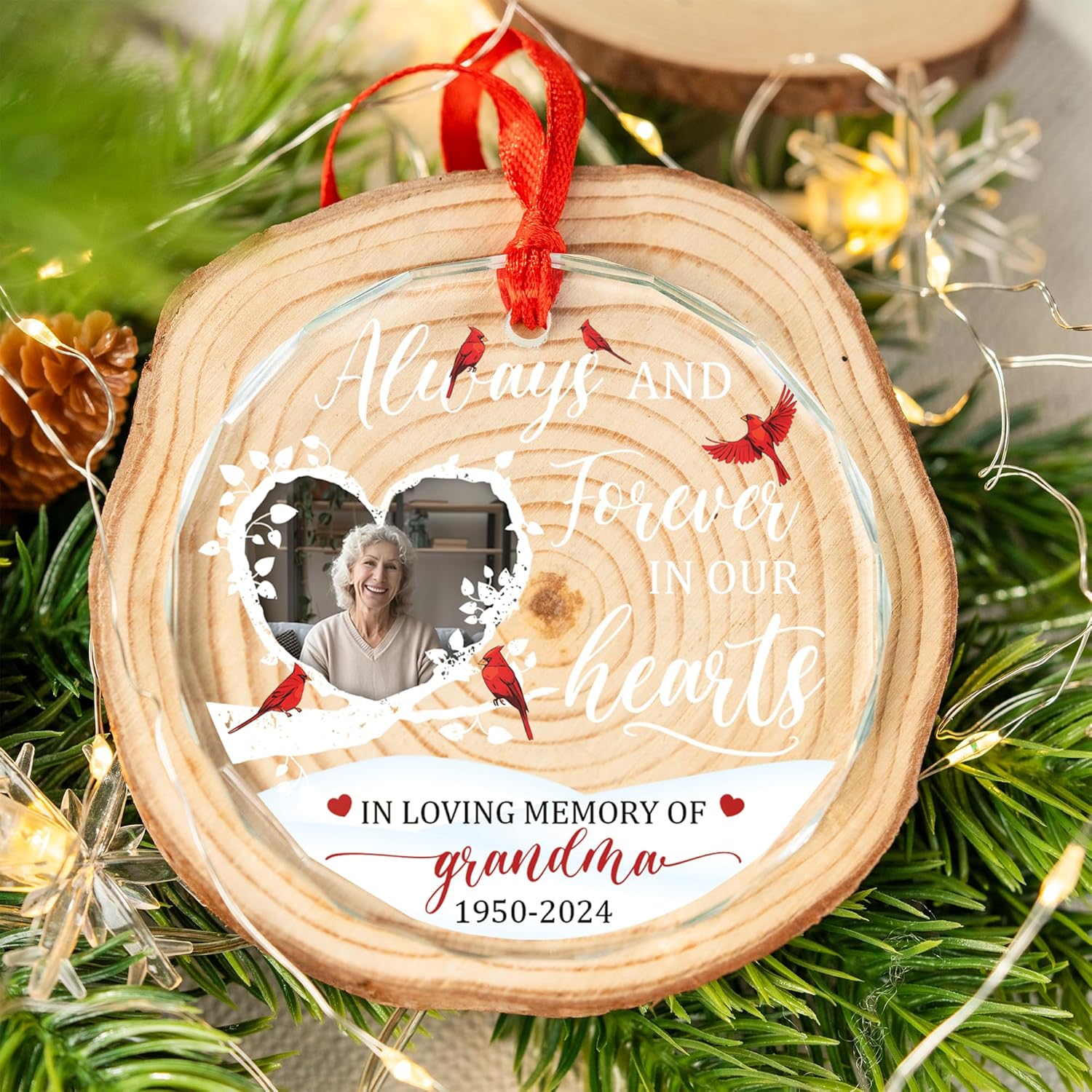 Personalized Memorial Christmas Ornament with Photo and Name