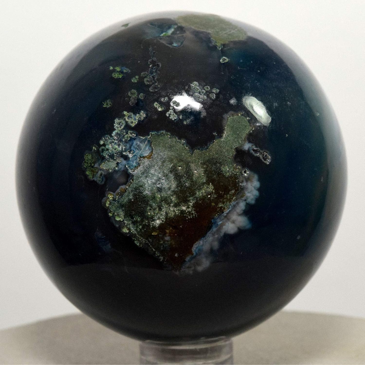 HQRP Dyed Deep Blue Agate Sphere with Stand