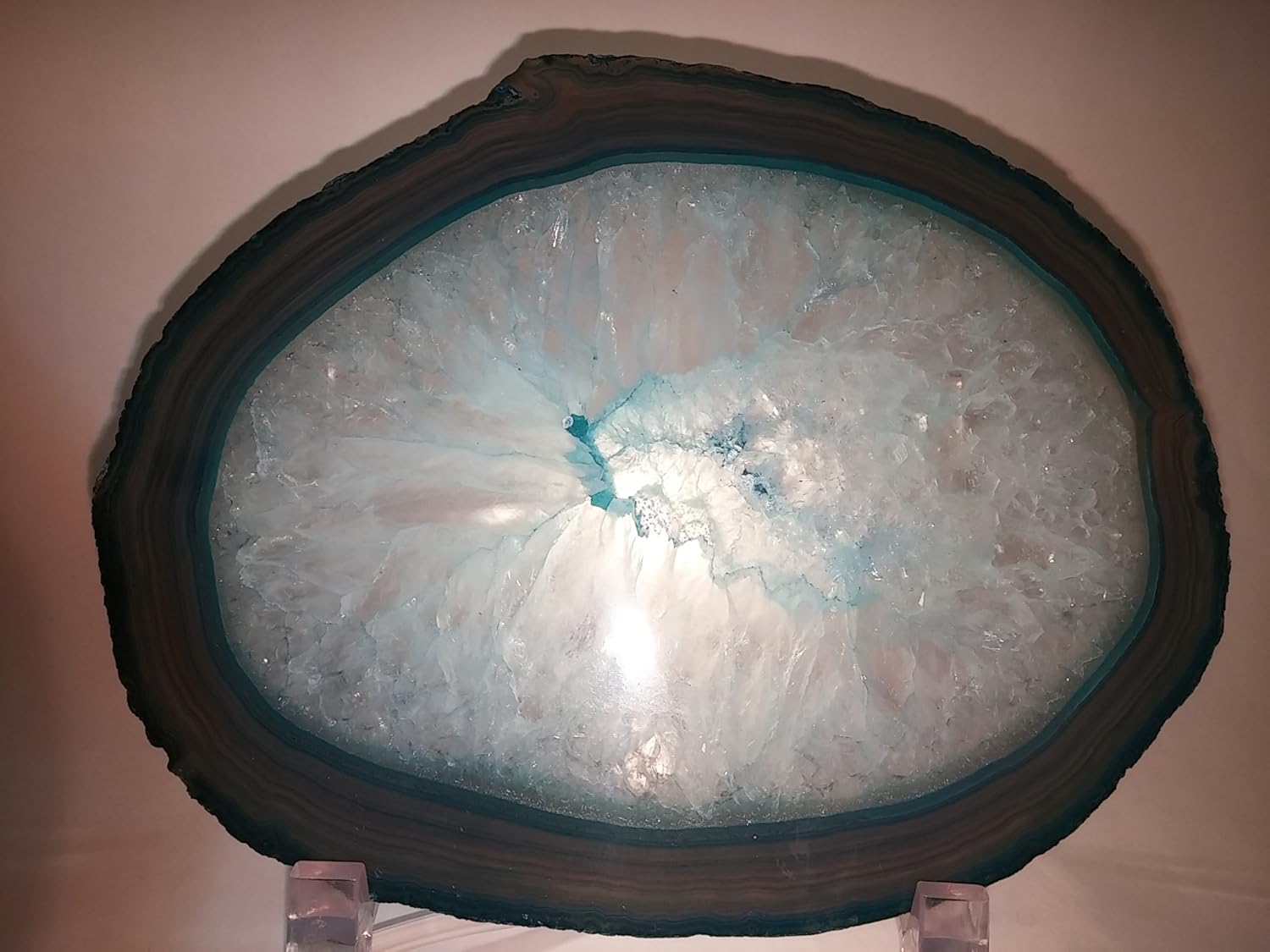 Brazilian Agate Geode Slice 6-7 Inch Green
