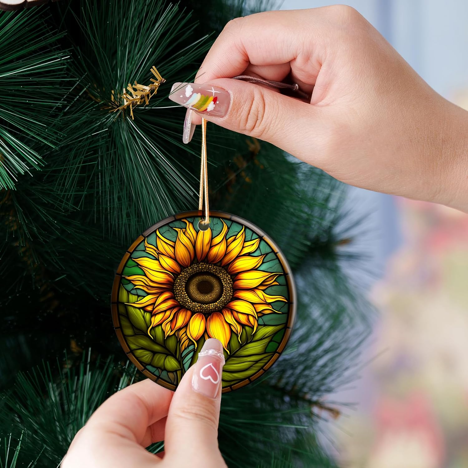 Sunflower Christmas Ornament Keepsake for Newlyweds
