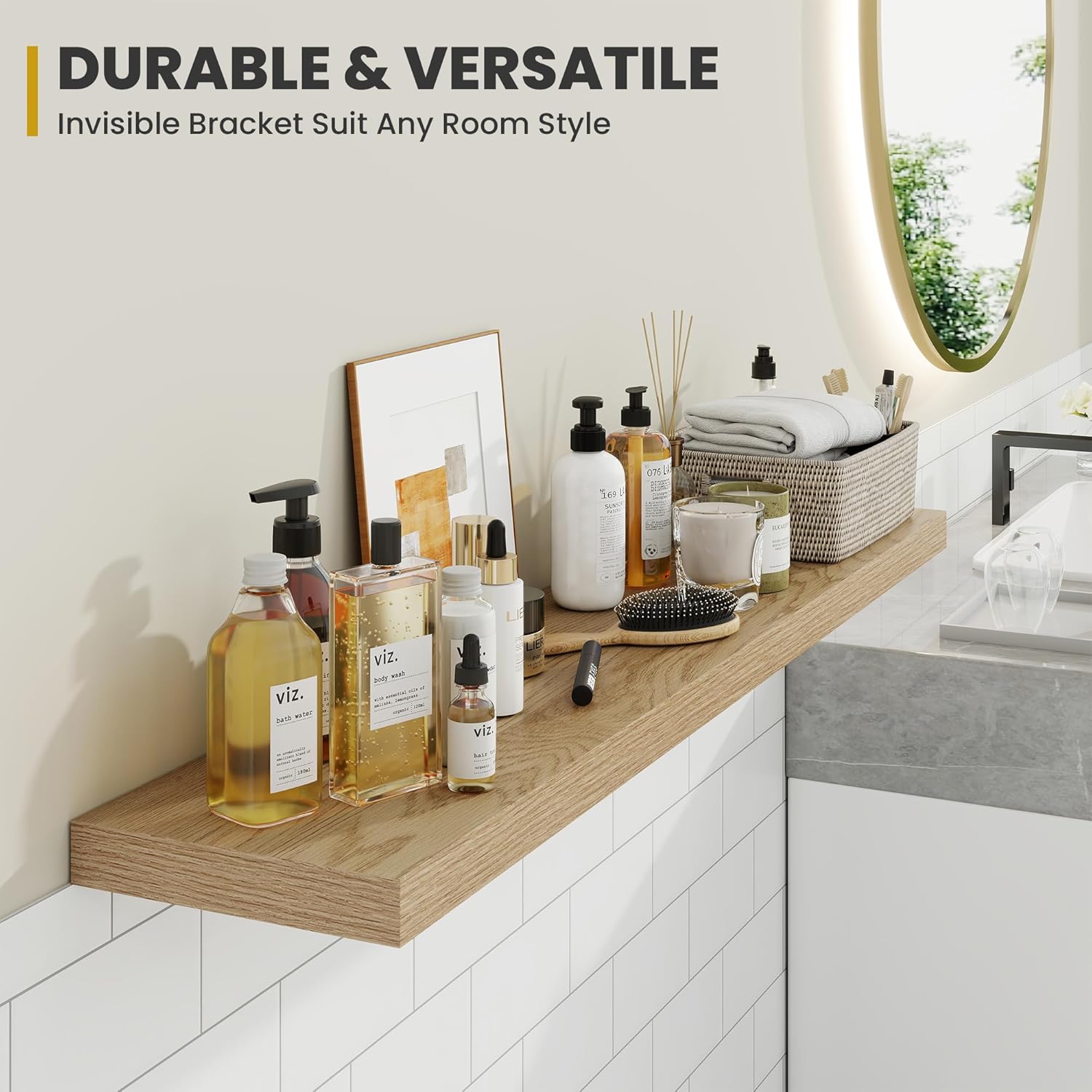 36 Inch Floating Shelves Set of 2 Rustic Deep Bookshelf for Living Room Bedroom