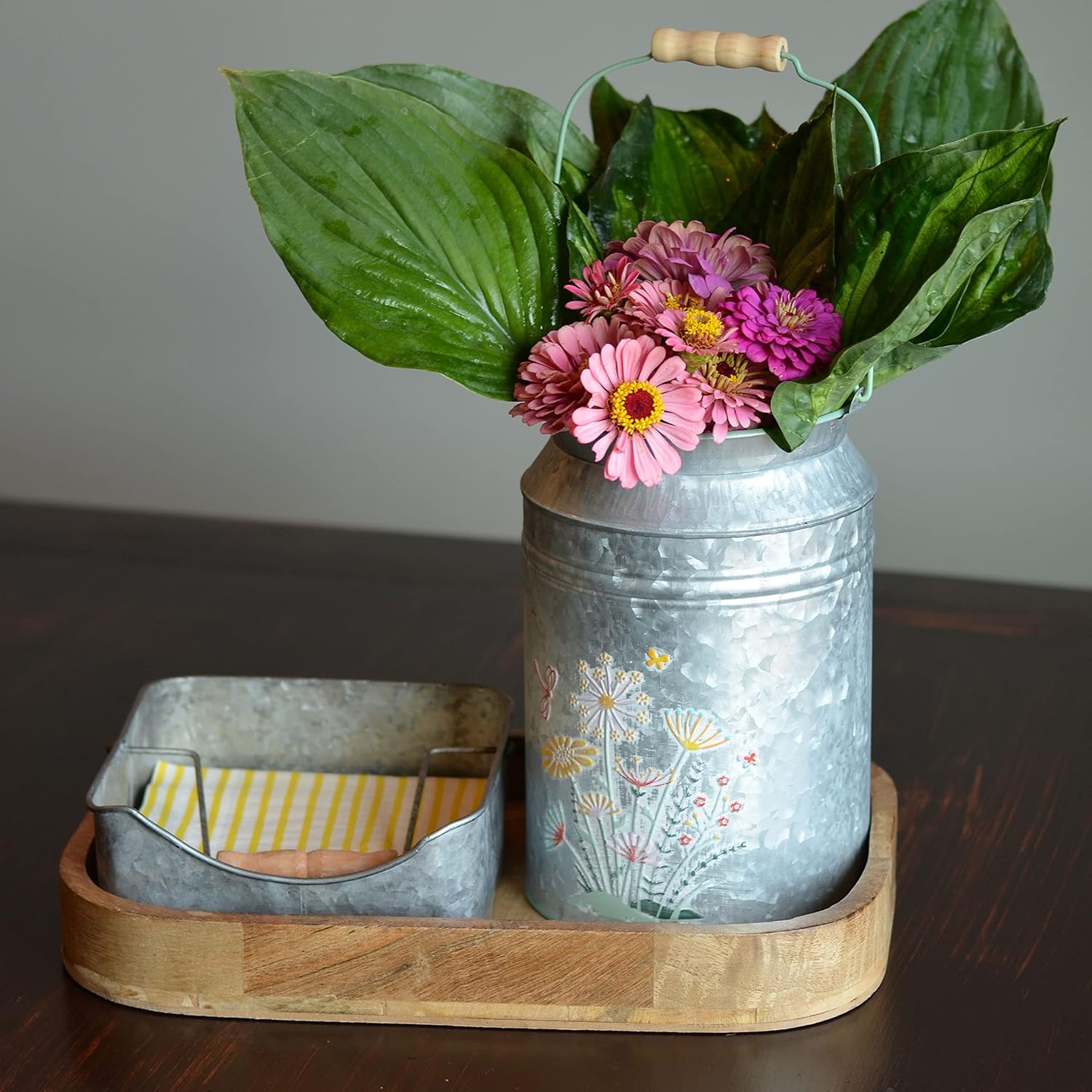 Creamery Vase in Grey Zinc with Meadow Flower Design