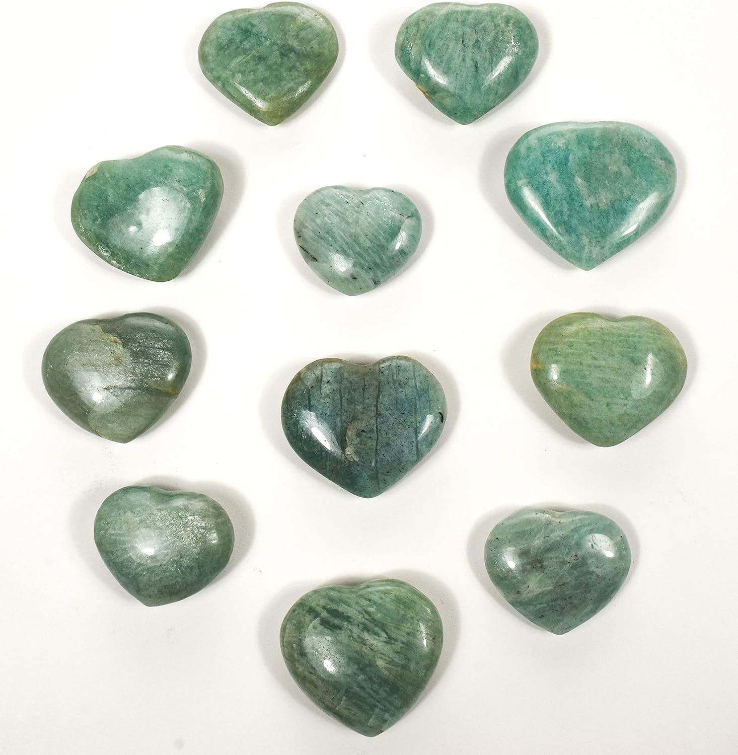 33mm Soft Green Amazonite Heart Stones - 2PCS