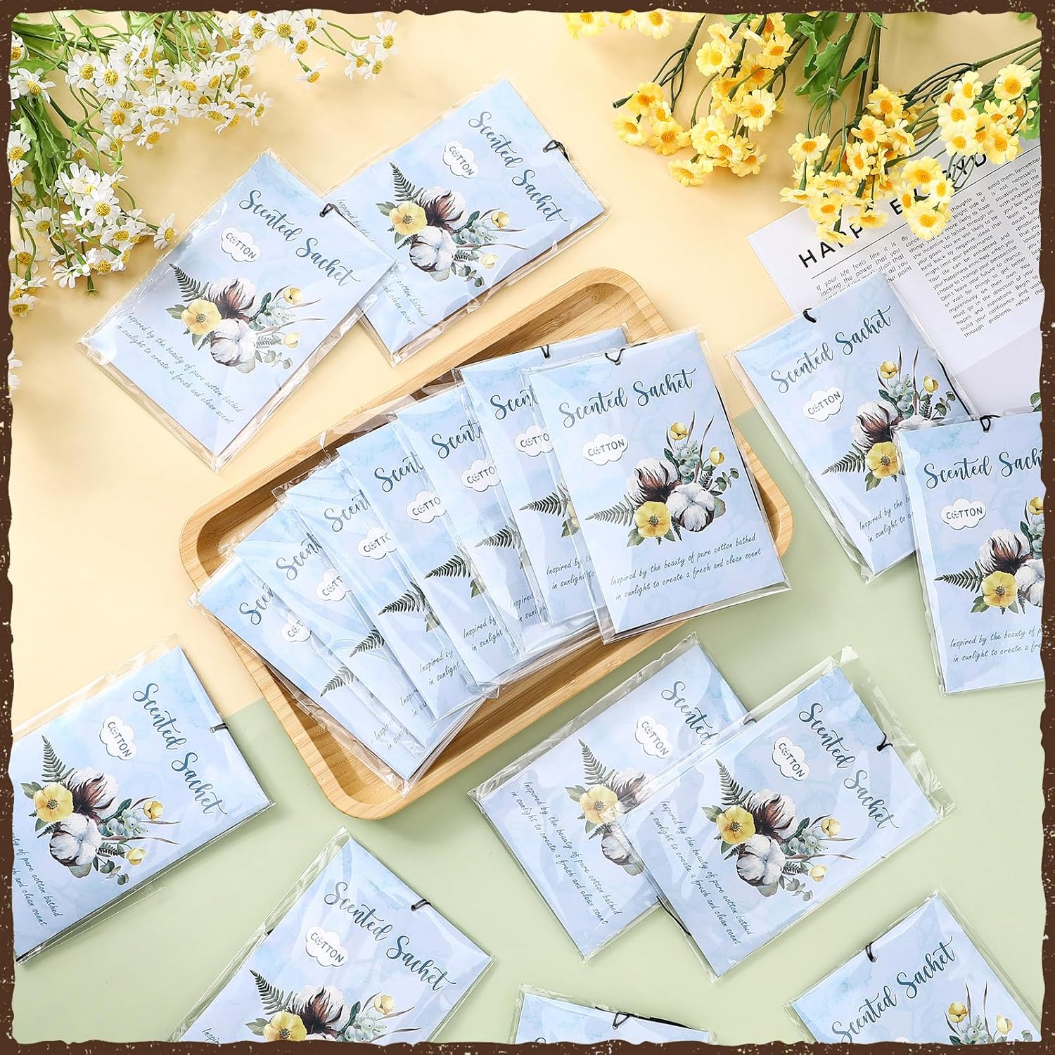24 Pack Cotton Scented Sachets for Home and Car